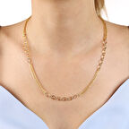 14 Ayar Altın Topaç ve Figaro Zincir 50 Cm