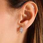 Beyaz Altın Baget Küpe Markiz J Model