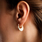 Damla Model Altın Küpe 14 Ayar İki Taraflı Kullanım 2.0 cm