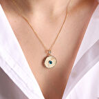 14 Ayar Göz Boncuk Altın Kolye Aynalı