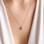 Beyaz Altın Baget Kolye Minimal