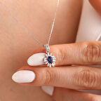 Beyaz Altın Safir Kolye Baget Tasarım