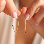 Altın Taşlı Tel Küpe İtaly