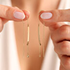 Altın Sallama Barlı Küpe İtaly 6 cm