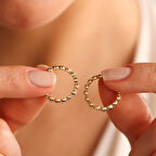 Altın Halka Küpe Yuvarlak Desenli 1.7 cm