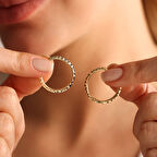 Parıltılı Altın Halka Küpe 2.0 cm