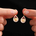 Tuğralı Altın Yakutlu Küpe