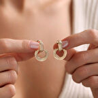 Özel Tasarım Gökkuşağı Gold Küpe