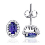 1.31 Karat Pırlanta Safir Küpe