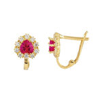 14 Ayar Altın Kırmızı Taşlı Kalp Çocuk Küpe