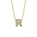 Altın R Harfli Taşlı Kolye