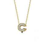 Altın Ç Harfli Taşlı Kolye
