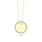 Altın Taşlı Plaka Kolye