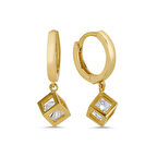 Altın Tektaş Küpe Sallantılı Sarı Altın