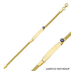 Altın Çocuk Bileklik 14 Ayar Nazar Boncuklu