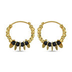 Dorikalı Altın Küpe Onix Taşlı Pullu Sarı Altın