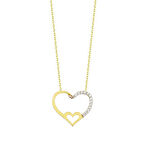 Kalp'li Altın Kolye Sen ve Ben 14K Gold Taşlı