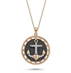 Madalyon Çapa Altın Rose Kolye