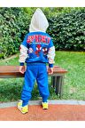 Mavi Spiderman Kapüşonlu Erkek Çocuk Alt Üst Takımı