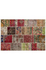 Gerçek El Dokuma Eskitme Patchwork Halı