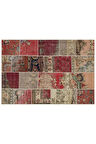 Gerçek El Dokuma Eskitme Patchwork Halı