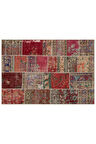 Gerçek El Dokuma Eskitme Patchwork Halı