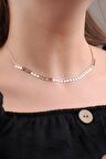 Rose Gümüş Pullu Choker Kolye 6573
