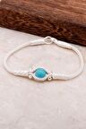 Kazaziye İşlemeli Turkuaz Gümüş Bileklik 3260