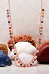 Mix Taşlı Rose Gümüş Choker Kolye 7221