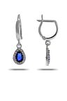Safir Taşlı Damla Mini Rodyumlu Gümüş Küpe 5518