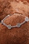 Yaşam Çiçeği Hasır Elişi Oksitli Gümüş Bileklik 4430
