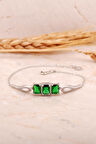 Yeşim Taşlı Baget Rodyumlu Gümüş Bileklik 4492