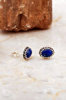 Lapis Lazuli Taşlı Mini Elişi Gümüş Küpe 6993