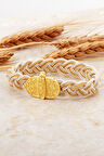 Midyat Hasırı Altın Kaplama Anadolu Motifli Örgü Gümüş Bileklik 4703