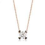 925 Ayar Gümüş Kalpli Tek Taş Kadın Gümüş Kolye