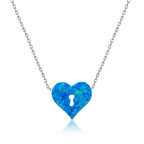 925 Ayar Gümüş Kilitli Kalp Kadın Gümüş Kolye