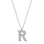 925 Ayar Gümüş Rodyum Kaplama R Harfi Kadın Gümüş Kolye
