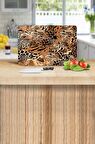 Leopar Desenli Cam Kesme Tahtası - Cam Kesme Tablası | 20 Cm X 30 Cm