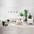 Sandalie Lara 3+1+1+S Bahçe Takımı Balkon - Bahçe - Teras Mobilyası / Beyaz