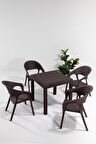 Garden 80x80 Rattan Kahve Masa Takımı Bahçe&Balkon