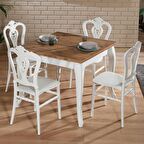 Sirius Atlantik Çam & Carisma Beyaz Mutfak Masa Takımı