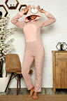 Kışlık Peluş Polar Kadın Tulum Pijama Takım- Welsoft 