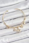 Pirinç Zirkon Taşlı Yıldız Model Gold Renk Charm Bileklik 5886