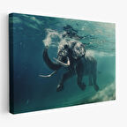 Yüzen Fil, Hayvan Temalı Dekoratif Kanvas Tablo, Duvar Dekoru 1128