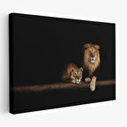 Aslanlar, Hayvan Temalı Dekoratif Kanvas Tablo, Duvar Dekoru 1151