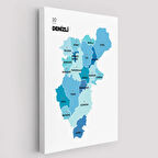İl ve İlçeler Haritası Denizli, Modern Dekoratif Kanvas Tablo, Duvar Dekoru 1320