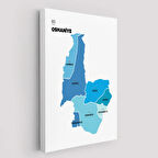 İl ve İlçeler Haritası Osmaniye, Modern Dekoratif Kanvas Tablo, Duvar Dekoru 1438