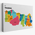 İl ve İlçeler Haritası Trabzon, Modern Dekoratif Kanvas Tablo, Duvar Dekoru 1469