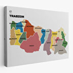 İl ve İlçeler Haritası Trabzon, Modern Dekoratif Kanvas Tablo, Duvar Dekoru 1470