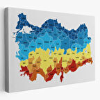 Eğitici Türkiye Haritası, Harita Dekoratif Kanvas Tablo, Duvar Dekoru 3110